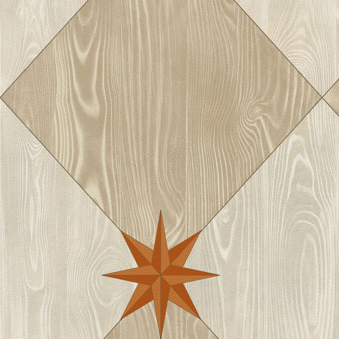 Vintage Vinyl Floorcloth Rug (Williamsburg – Compass Diamond – Gala at the Garden)