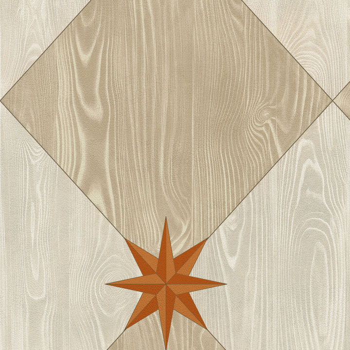 Vintage Vinyl Floorcloth Rug (Williamsburg – Compass Diamond – Gala at the Garden)