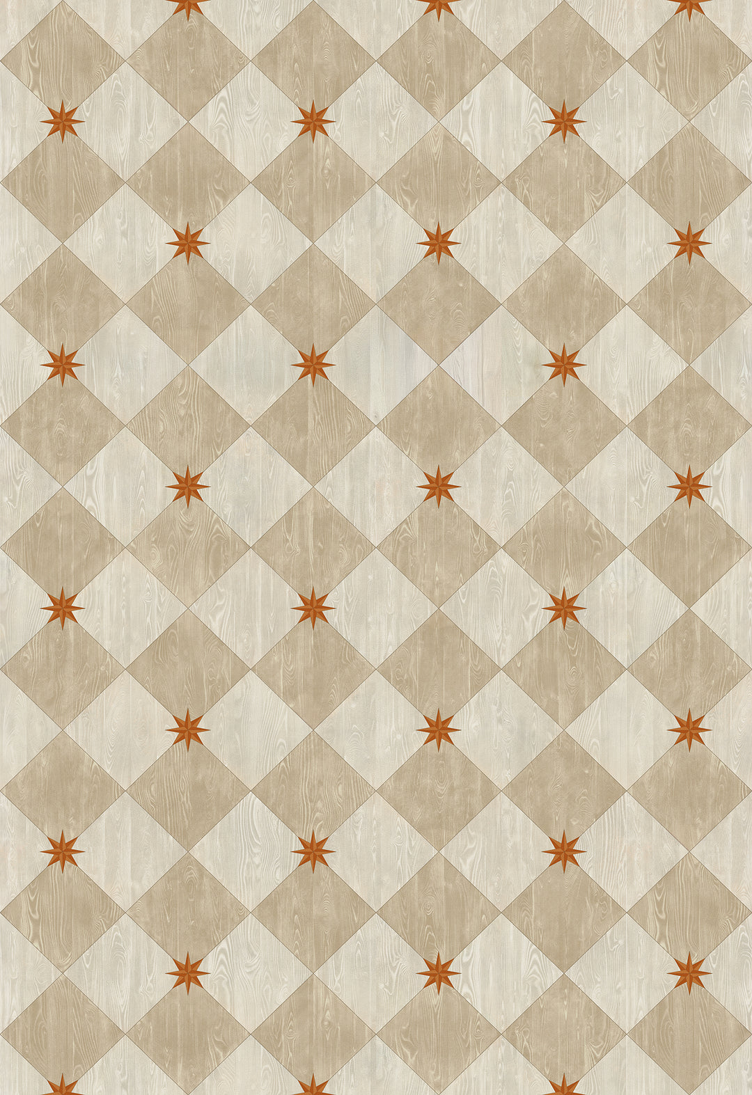 Vintage Vinyl Floorcloth Rug (Williamsburg – Compass Diamond – Gala at the Garden)