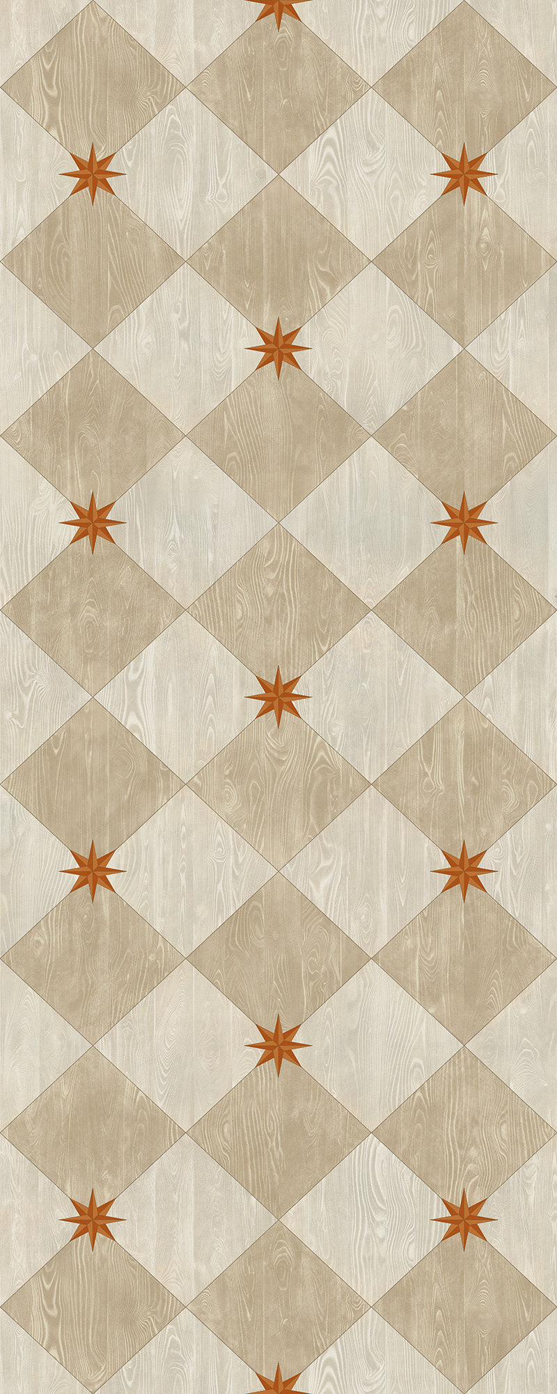 Vintage Vinyl Floorcloth Rug (Williamsburg – Compass Diamond – Gala at the Garden)