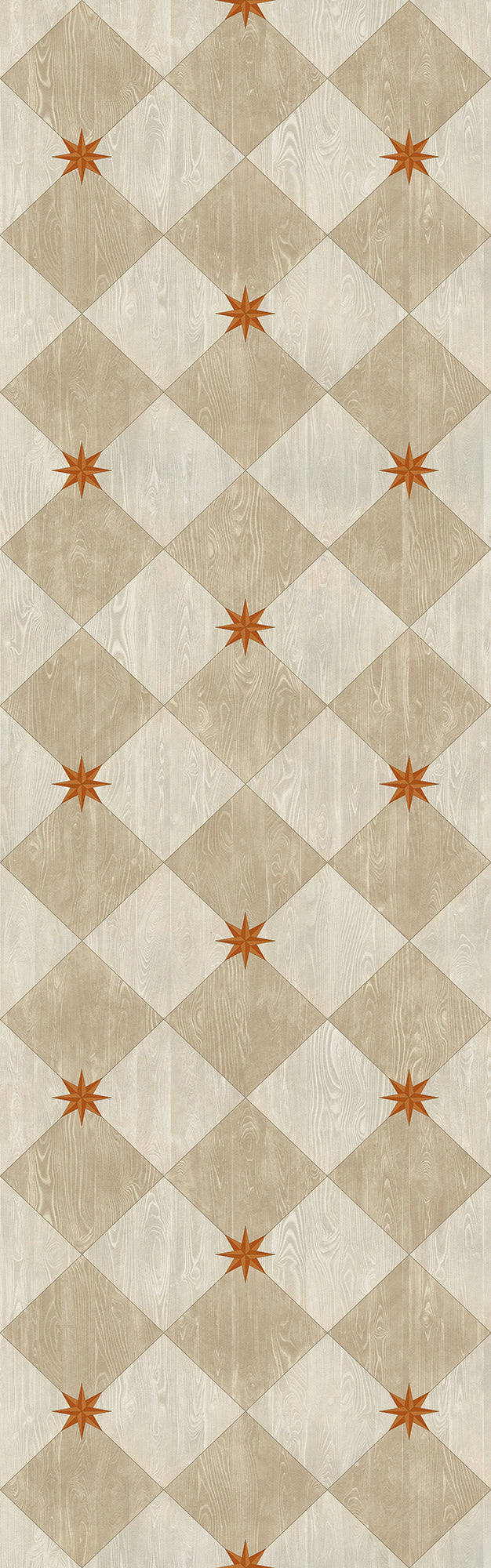 Vintage Vinyl Floorcloth Rug (Williamsburg – Compass Diamond – Gala at the Garden)
