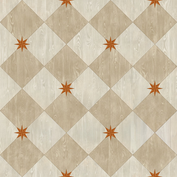 Vintage Vinyl Floorcloth Rug (Williamsburg – Compass Diamond – Gala at the Garden)