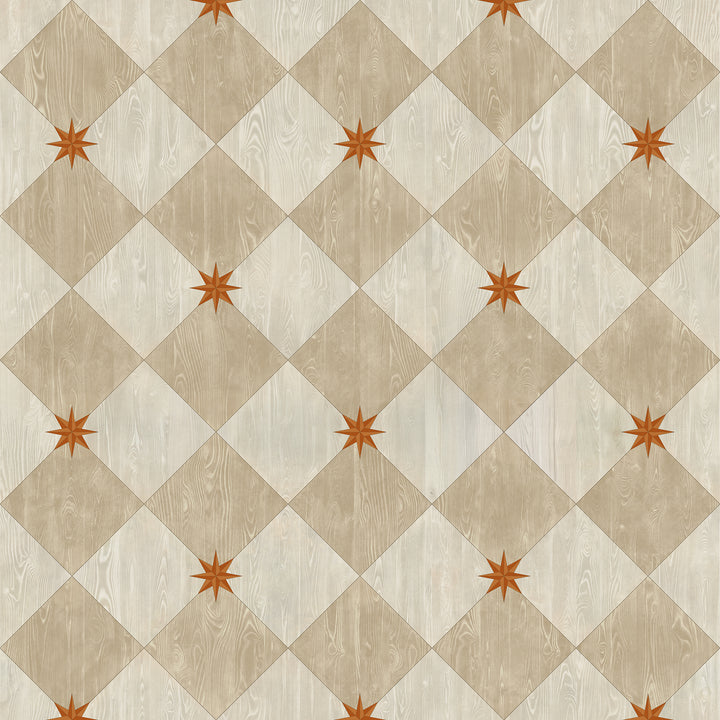 Vintage Vinyl Floorcloth Rug (Williamsburg – Compass Diamond – Gala at the Garden)