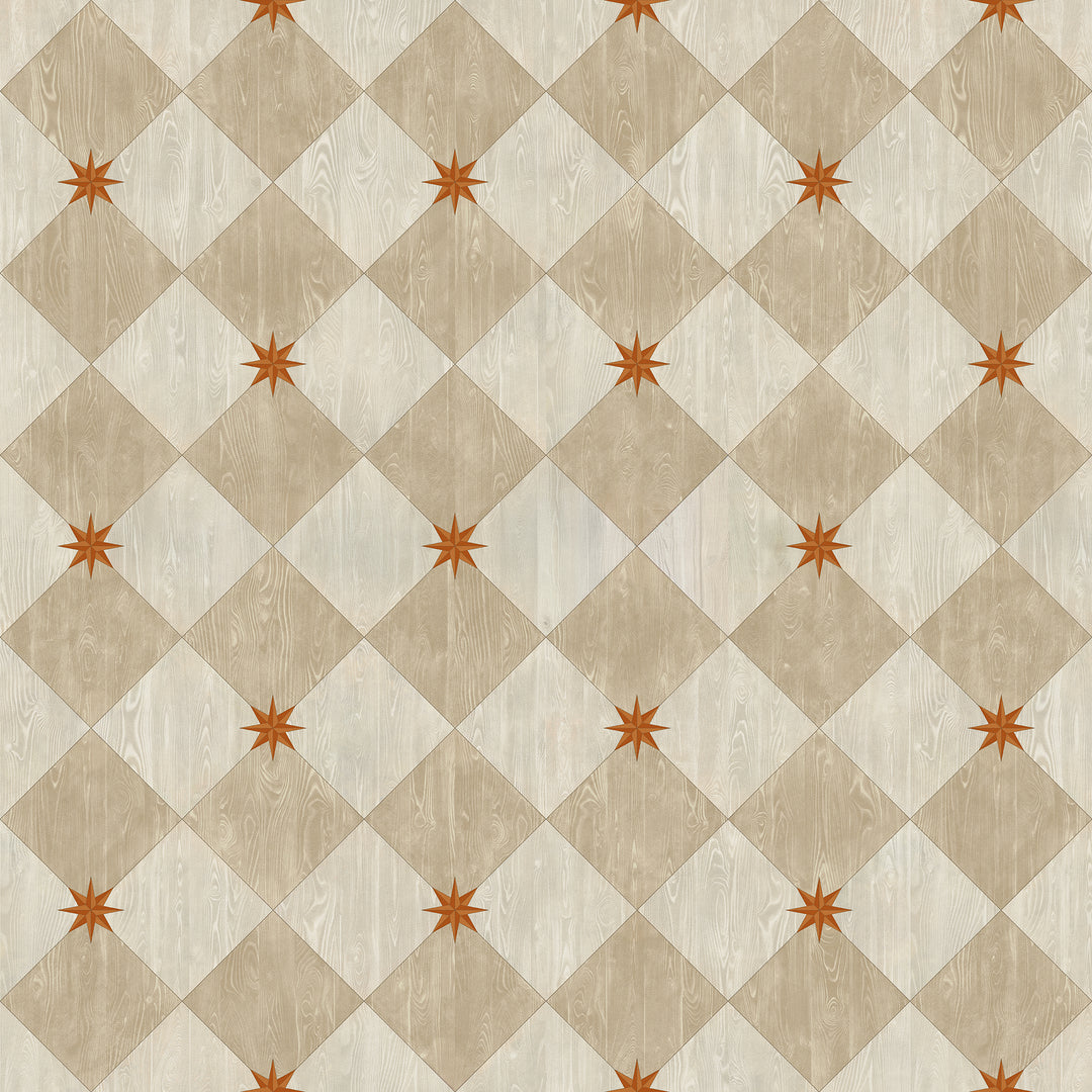 Vintage Vinyl Floorcloth Rug (Williamsburg – Compass Diamond – Gala at the Garden)
