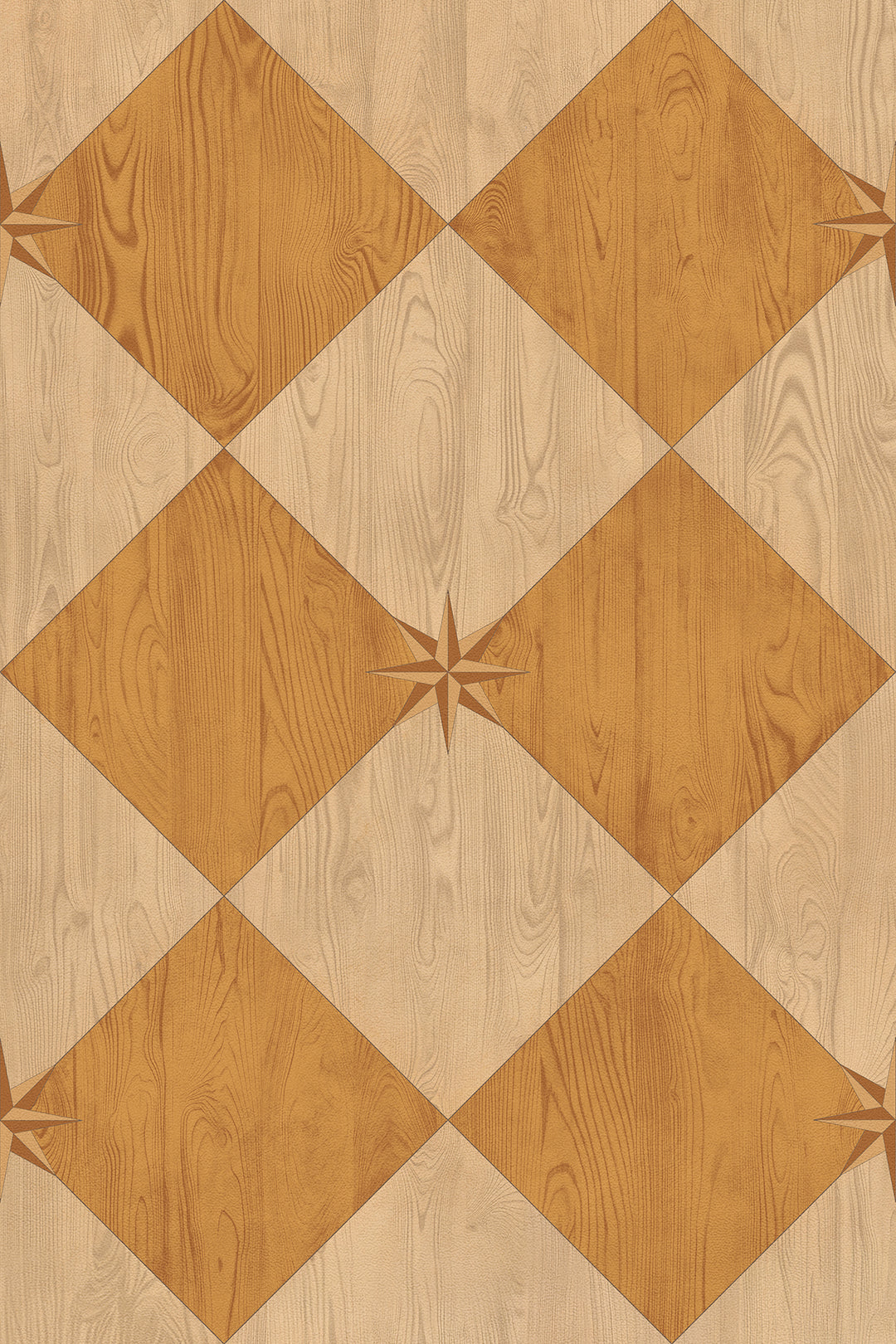 Vintage Vinyl Floorcloth Rug (Williamsburg – Compass Diamond – Garden Grove)