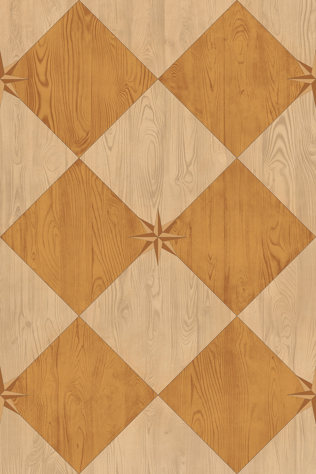 Vintage Vinyl Floorcloth Rug (Williamsburg – Compass Diamond – Garden Grove)