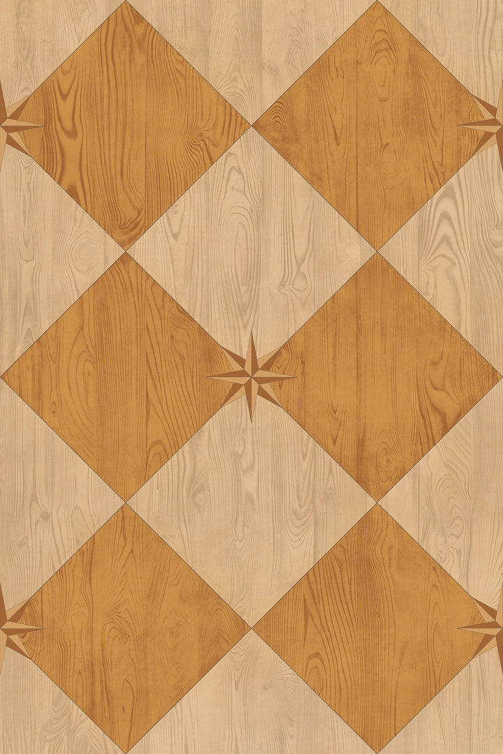 Vintage Vinyl Floorcloth Rug (Williamsburg – Compass Diamond – Garden Grove)