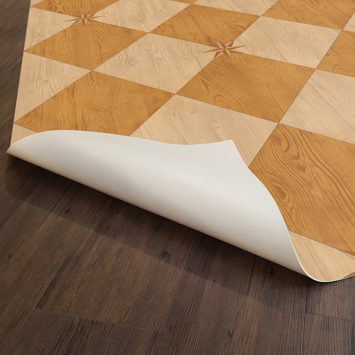 Vintage Vinyl Floorcloth Rug (Williamsburg – Compass Diamond – Garden Grove)