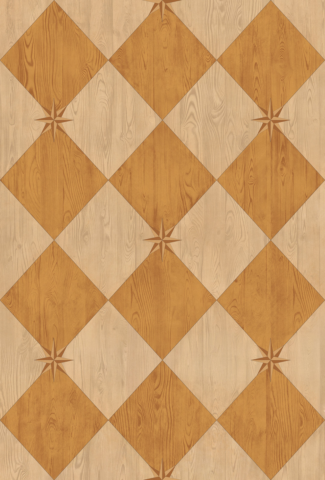 Vintage Vinyl Floorcloth Rug (Williamsburg – Compass Diamond – Garden Grove)