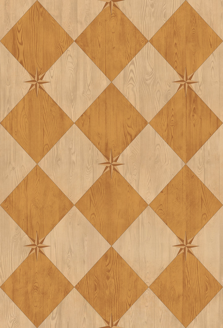 Vintage Vinyl Floorcloth Rug (Williamsburg – Compass Diamond – Garden Grove)
