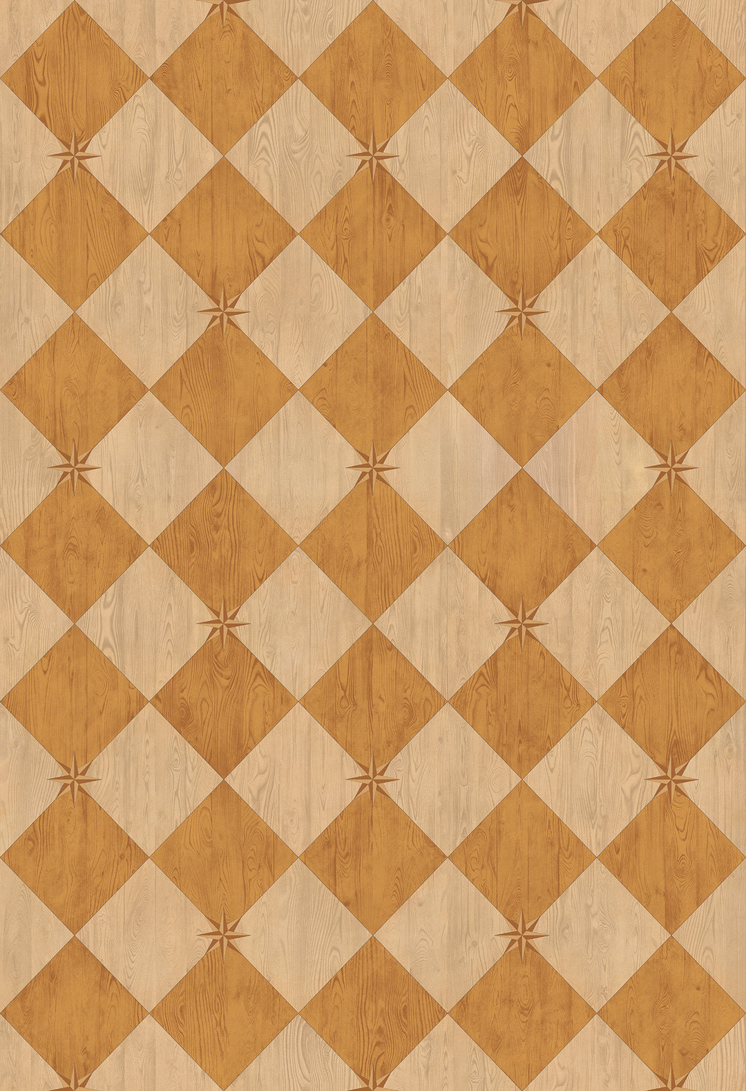 Vintage Vinyl Floorcloth Rug (Williamsburg – Compass Diamond – Garden Grove)
