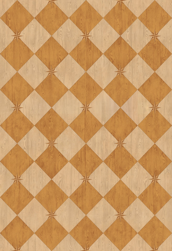 Vintage Vinyl Floorcloth Rug (Williamsburg – Compass Diamond – Garden Grove)
