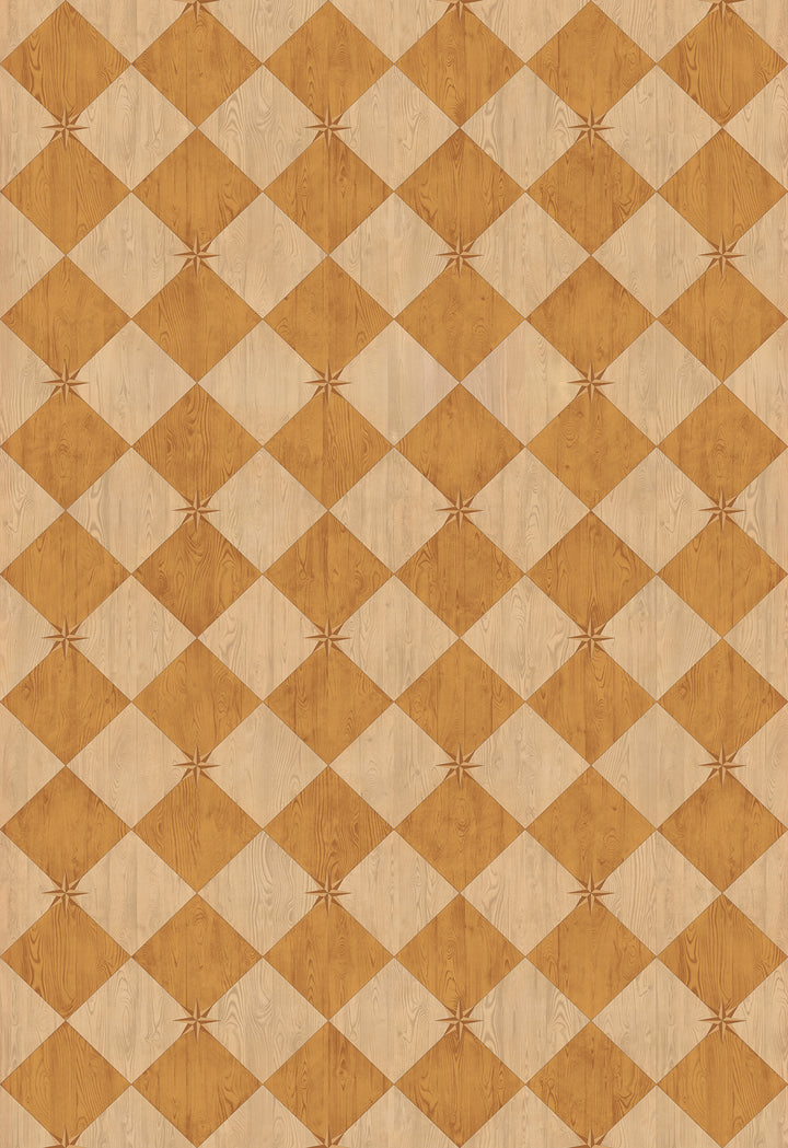 Vintage Vinyl Floorcloth Rug (Williamsburg – Compass Diamond – Garden Grove)