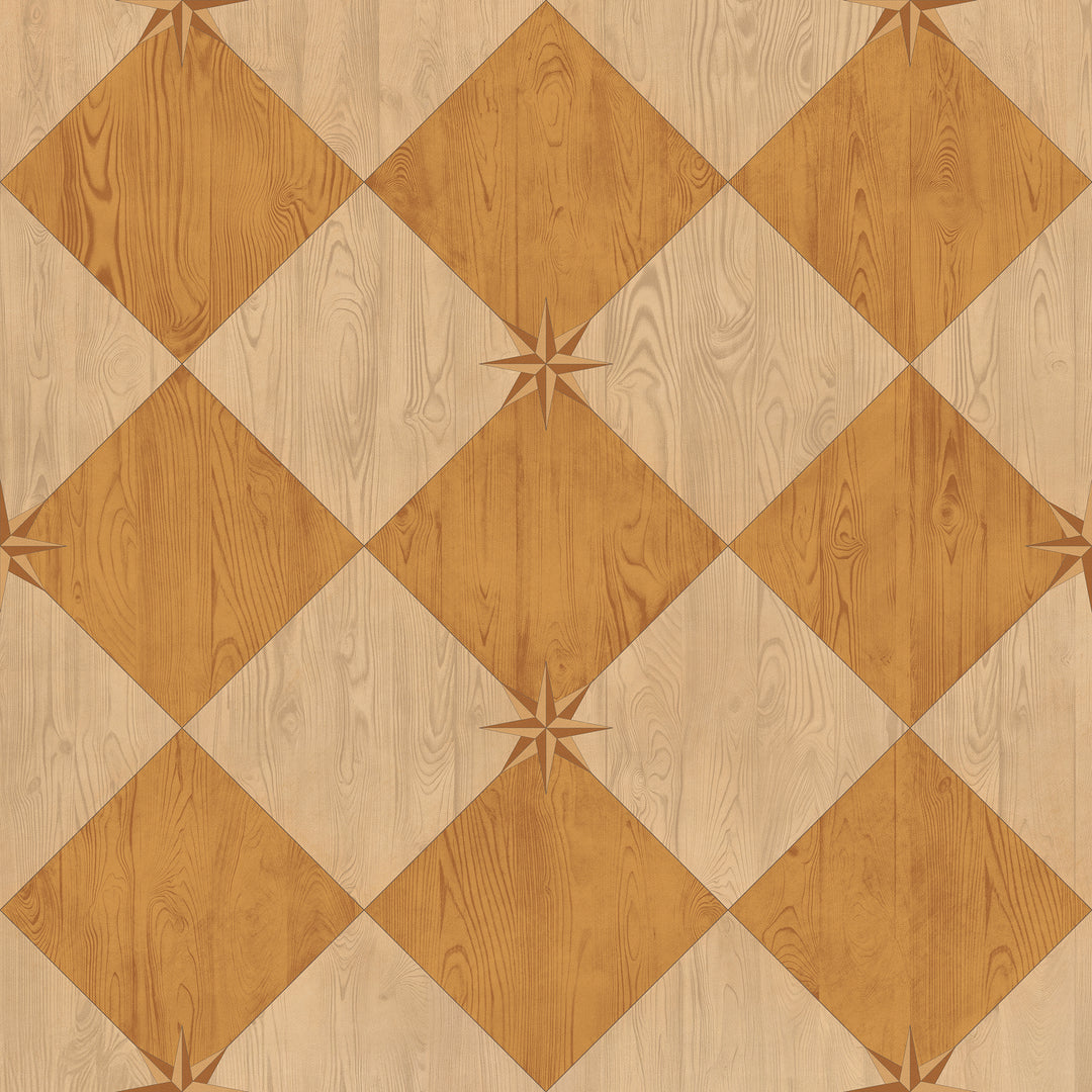 Vintage Vinyl Floorcloth Rug (Williamsburg – Compass Diamond – Garden Grove)