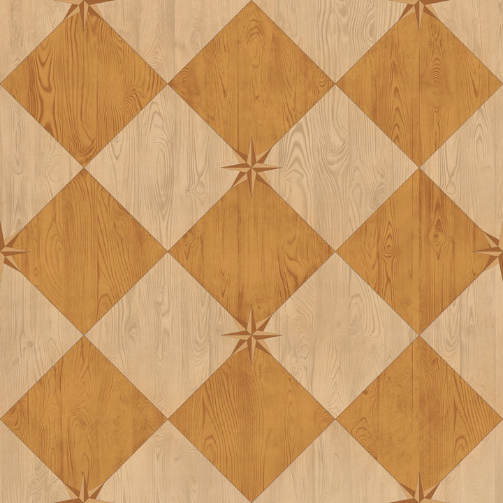 Vintage Vinyl Floorcloth Rug (Williamsburg – Compass Diamond – Garden Grove)