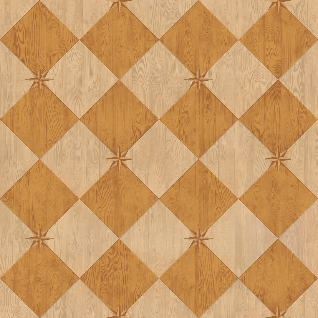 Vintage Vinyl Floorcloth Rug (Williamsburg – Compass Diamond – Garden Grove)