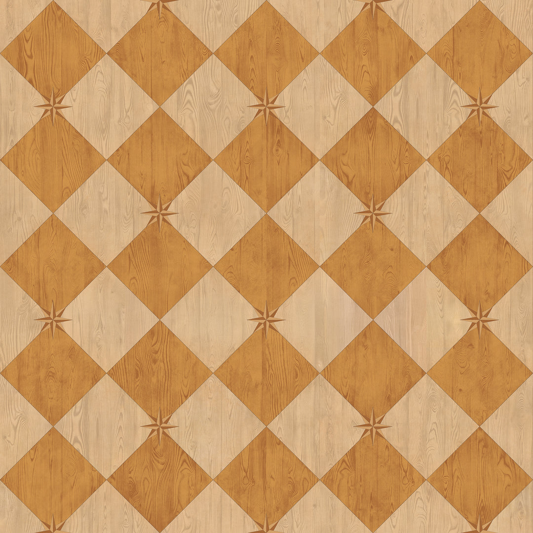 Vintage Vinyl Floorcloth Rug (Williamsburg – Compass Diamond – Garden Grove)