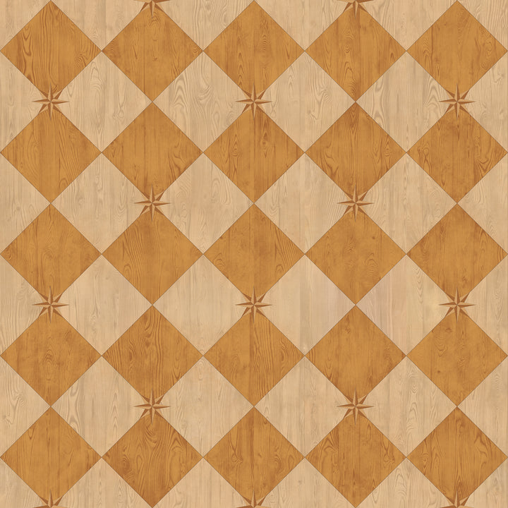 Vintage Vinyl Floorcloth Rug (Williamsburg – Compass Diamond – Garden Grove)