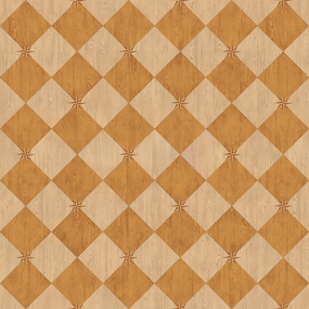 Vintage Vinyl Floorcloth Rug (Williamsburg – Compass Diamond – Garden Grove)