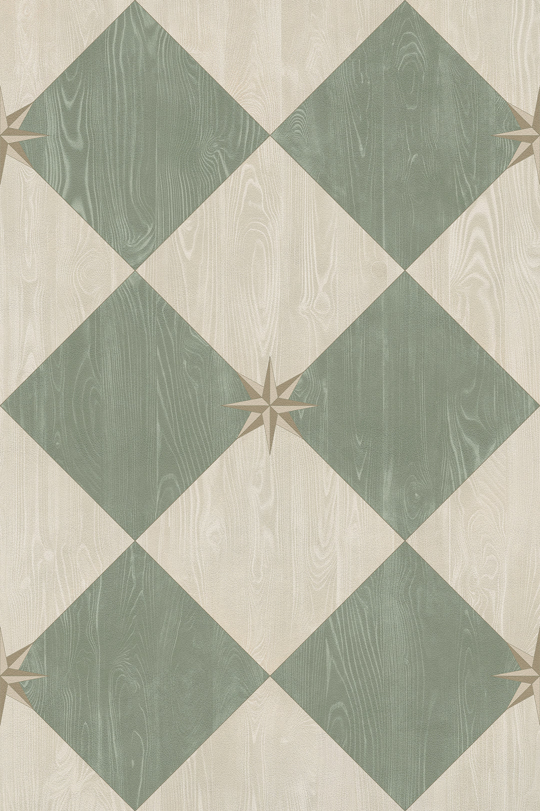 Vintage Vinyl Floorcloth Rug (Williamsburg – Compass Diamond – Garden Arbor)