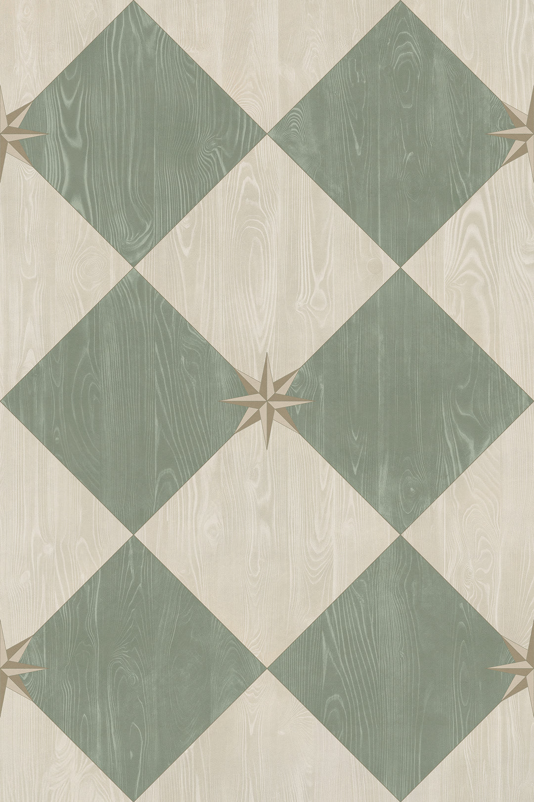 Vintage Vinyl Floorcloth Rug (Williamsburg – Compass Diamond – Garden Arbor)