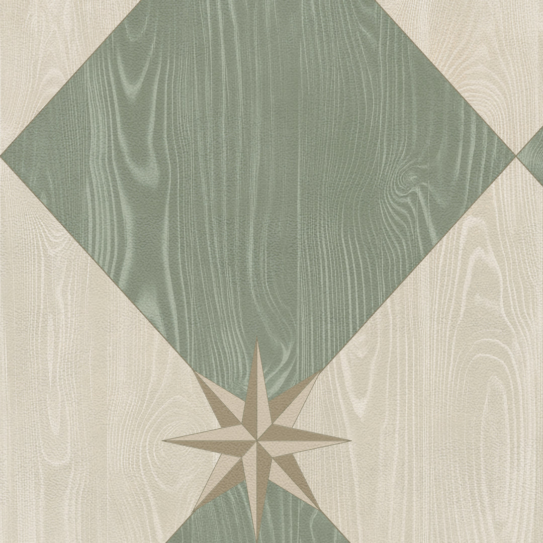 Vintage Vinyl Floorcloth Rug (Williamsburg – Compass Diamond – Garden Arbor)