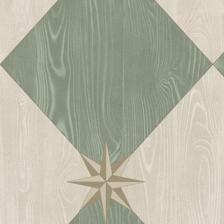 Vintage Vinyl Floorcloth Rug (Williamsburg – Compass Diamond – Garden Arbor)