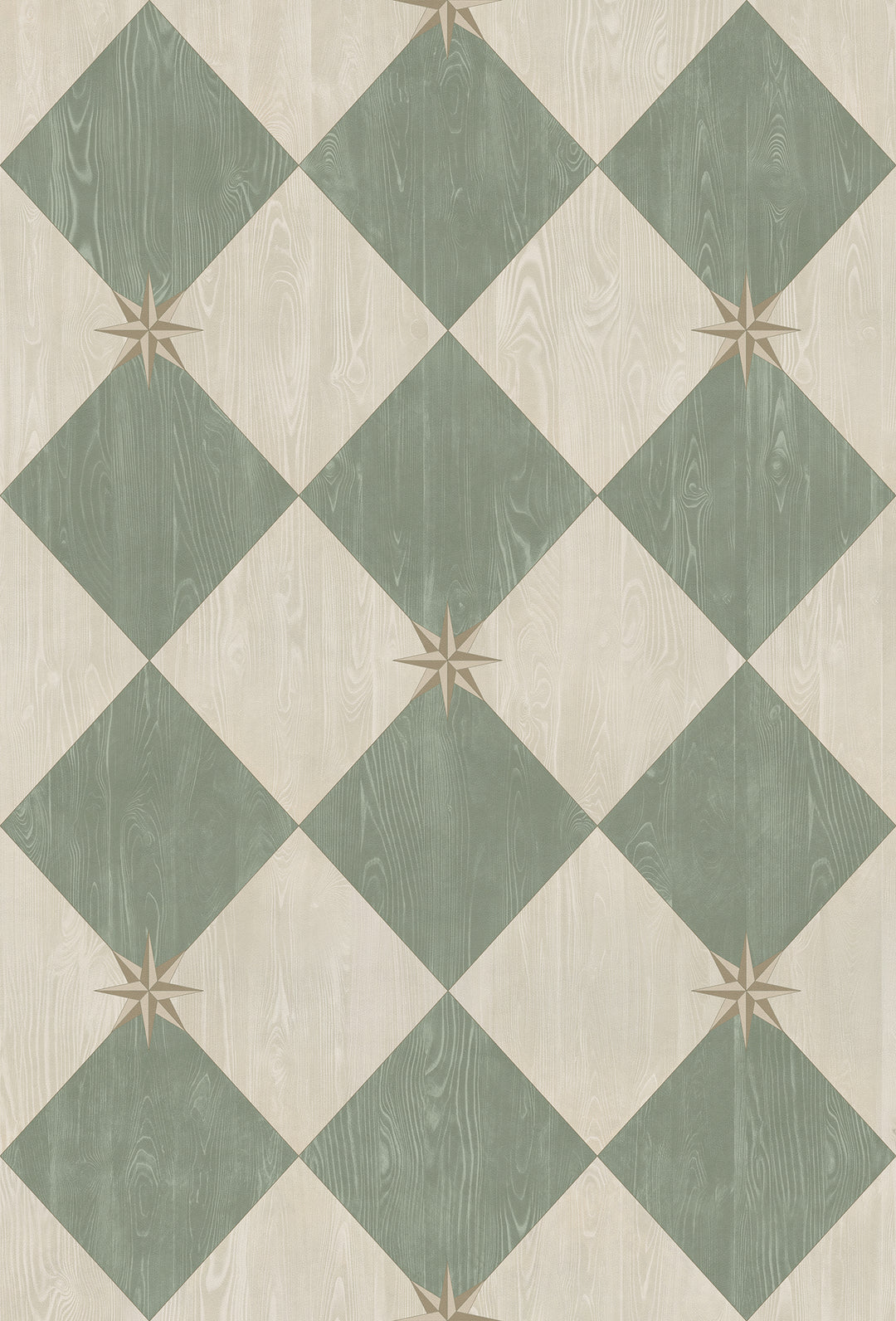Vintage Vinyl Floorcloth Rug (Williamsburg – Compass Diamond – Garden Arbor)