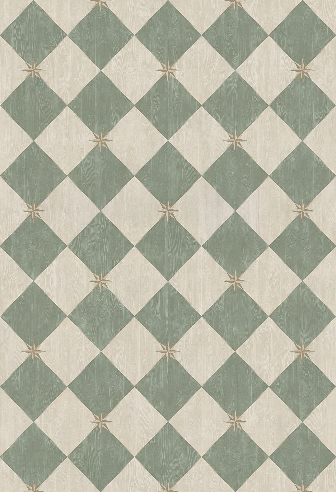 Vintage Vinyl Floorcloth Rug (Williamsburg – Compass Diamond – Garden Arbor)
