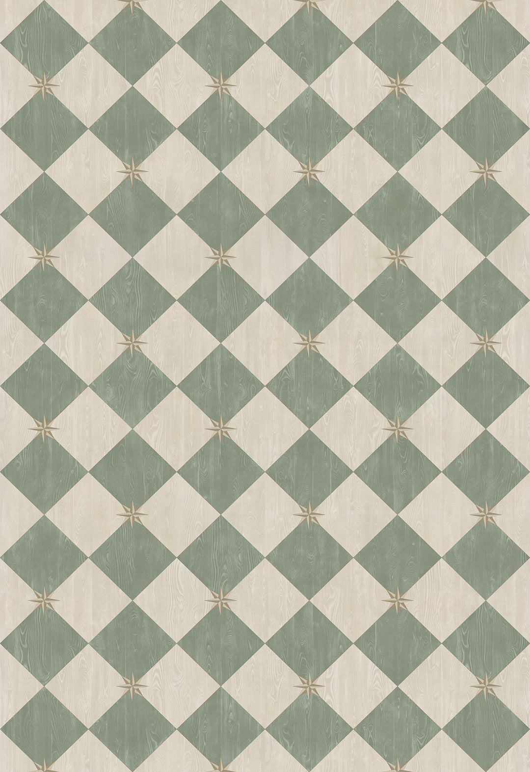 Vintage Vinyl Floorcloth Rug (Williamsburg – Compass Diamond – Garden Arbor)