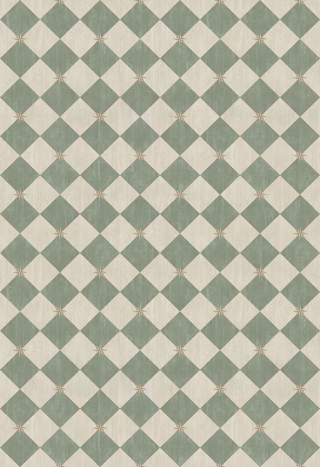 Vintage Vinyl Floorcloth Rug (Williamsburg – Compass Diamond – Garden Arbor)