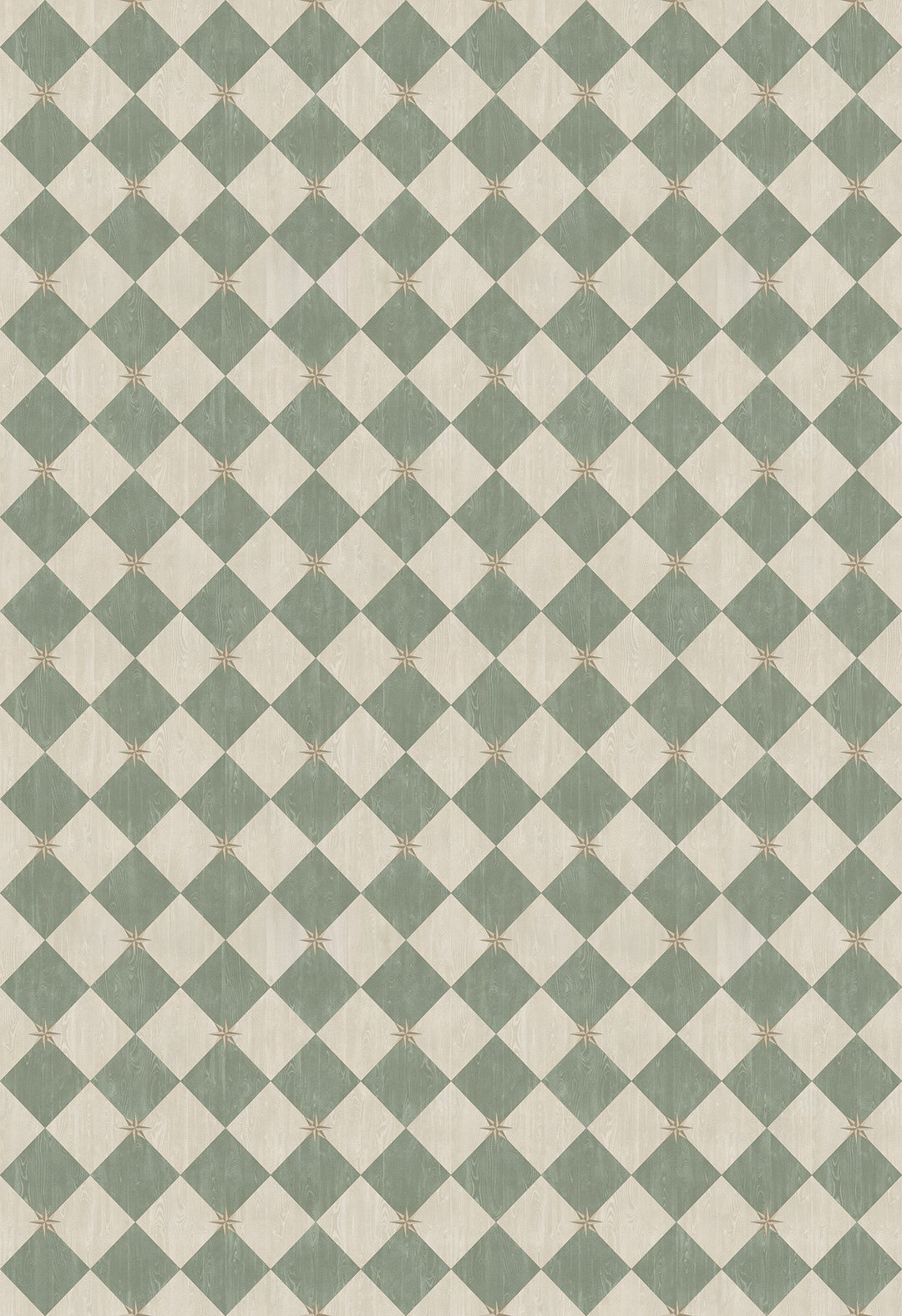 Vintage Vinyl Floorcloth Rug (Williamsburg – Compass Diamond – Garden Arbor)