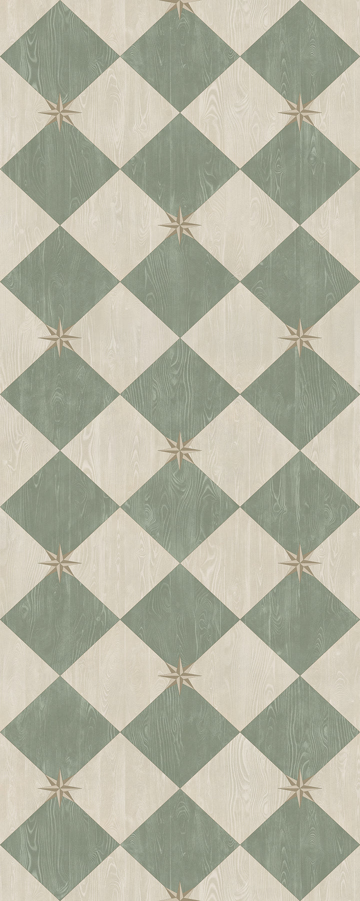 Vintage Vinyl Floorcloth Rug (Williamsburg – Compass Diamond – Garden Arbor)