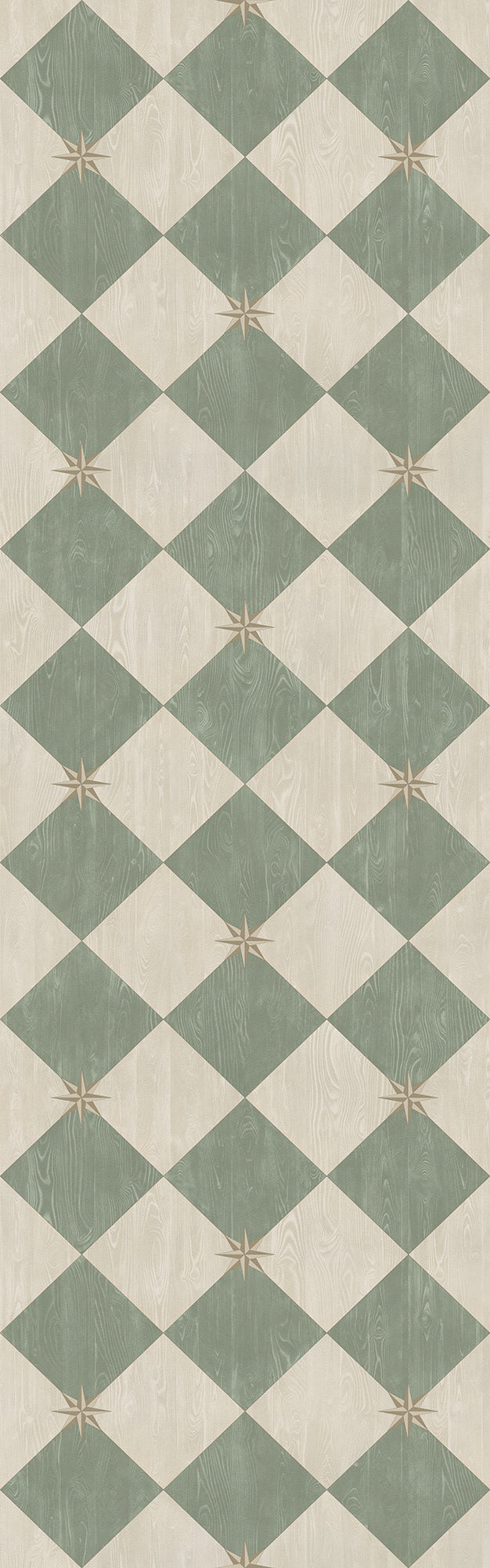 Vintage Vinyl Floorcloth Rug (Williamsburg – Compass Diamond – Garden Arbor)