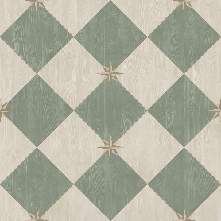 Vintage Vinyl Floorcloth Rug (Williamsburg – Compass Diamond – Garden Arbor)