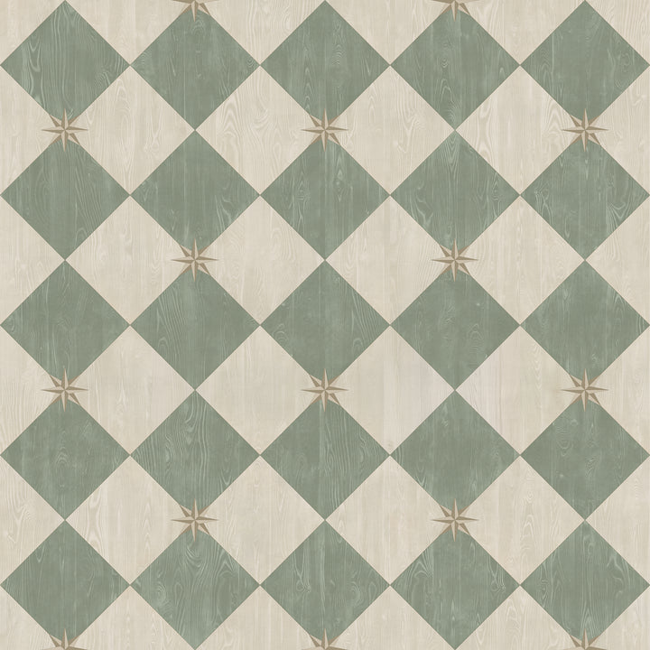 Vintage Vinyl Floorcloth Rug (Williamsburg – Compass Diamond – Garden Arbor)