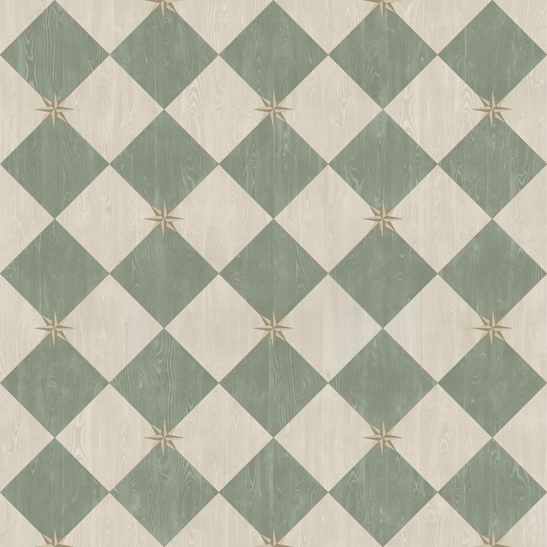 Vintage Vinyl Floorcloth Rug (Williamsburg – Compass Diamond – Garden Arbor)