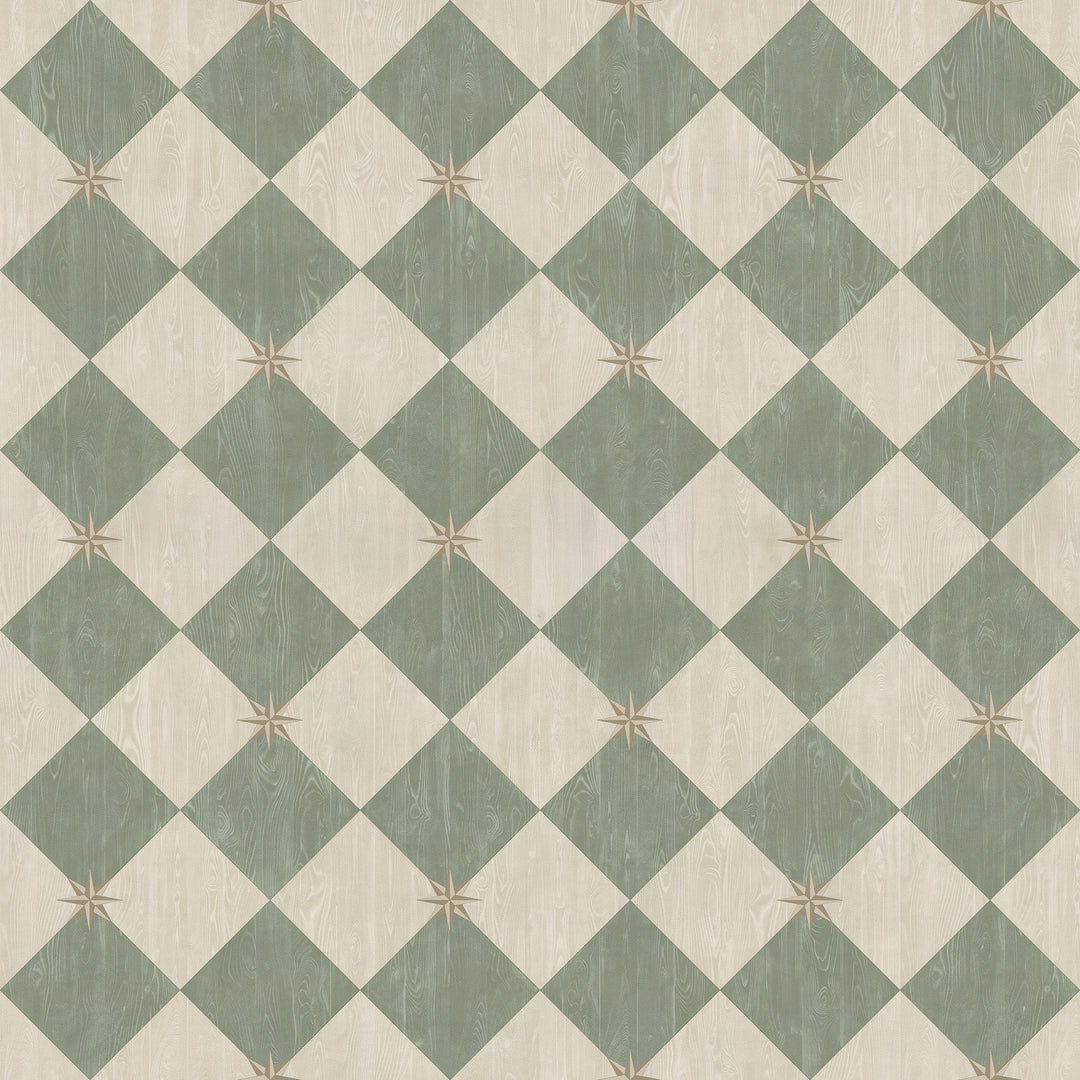 Vintage Vinyl Floorcloth Rug (Williamsburg – Compass Diamond – Garden Arbor)