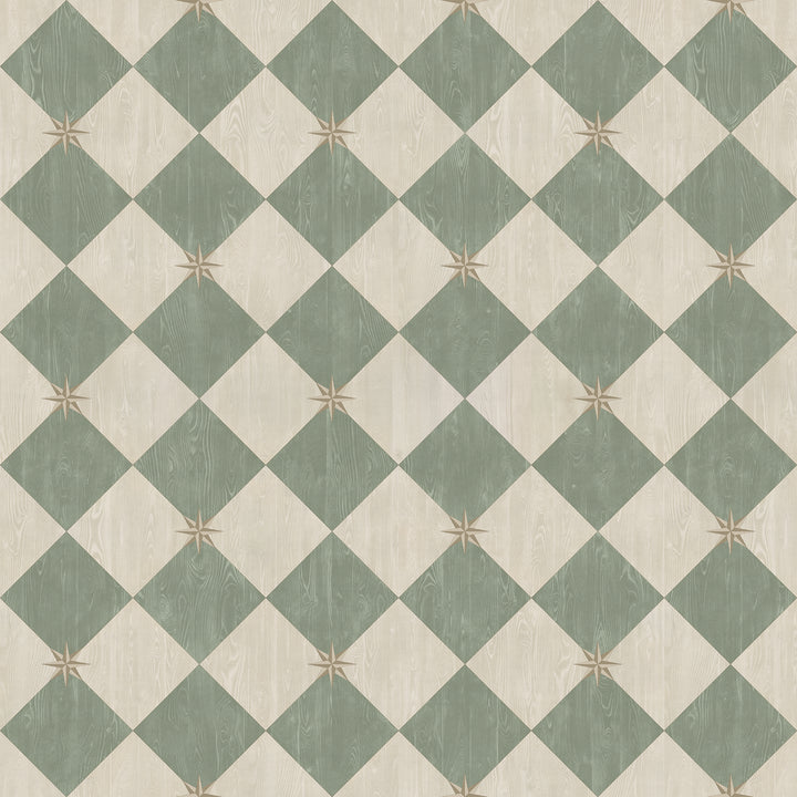 Vintage Vinyl Floorcloth Rug (Williamsburg – Compass Diamond – Garden Arbor)