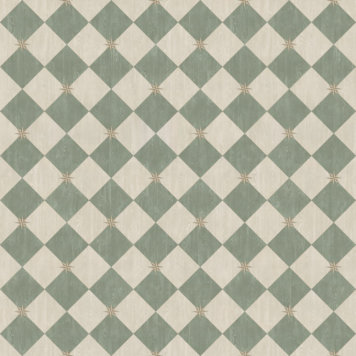 Vintage Vinyl Floorcloth Rug (Williamsburg – Compass Diamond – Garden Arbor)