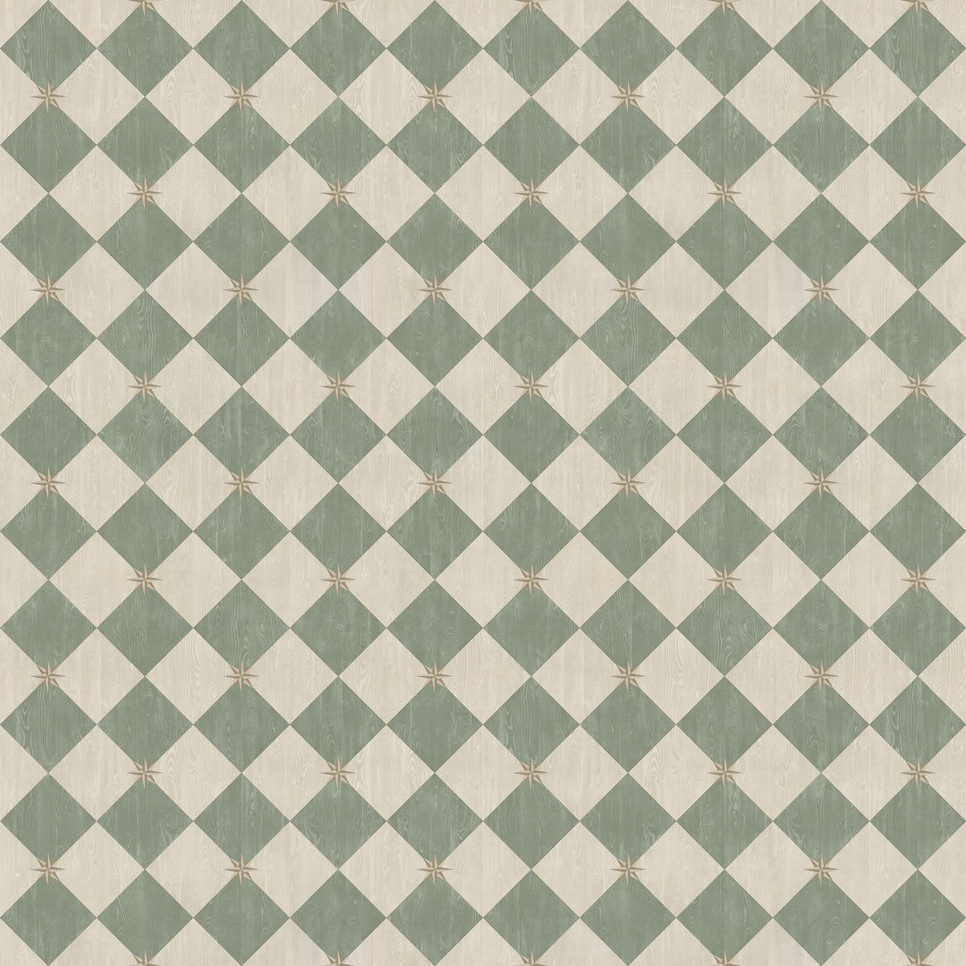Vintage Vinyl Floorcloth Rug (Williamsburg – Compass Diamond – Garden Arbor)