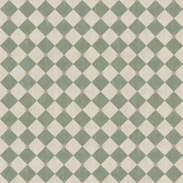 Vintage Vinyl Floorcloth Rug (Williamsburg – Compass Diamond – Garden Arbor)