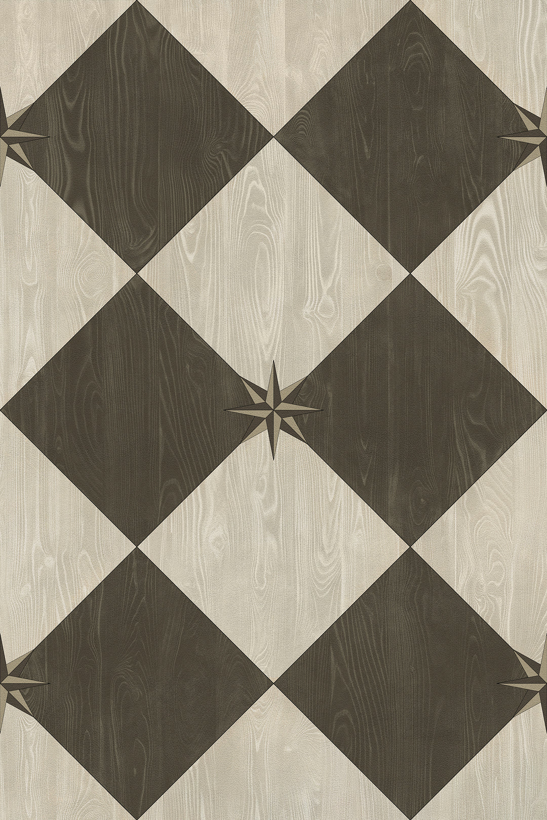 Vintage Vinyl Floorcloth Rug (Williamsburg – Compass Diamond – Garden Allée)