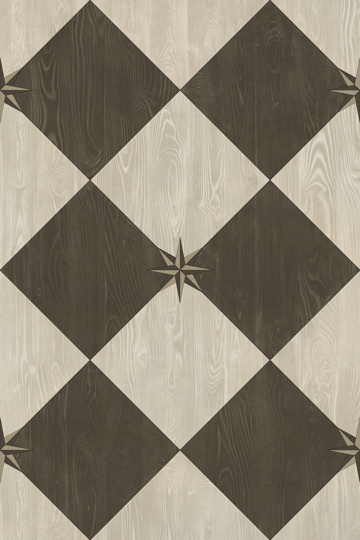 Vintage Vinyl Floorcloth Rug (Williamsburg – Compass Diamond – Garden Allée)