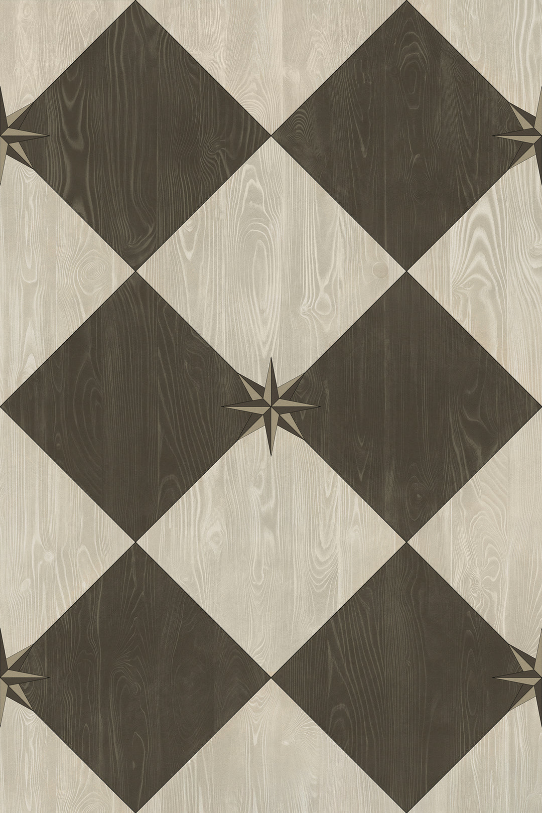 Vintage Vinyl Floorcloth Rug (Williamsburg – Compass Diamond – Garden Allée)