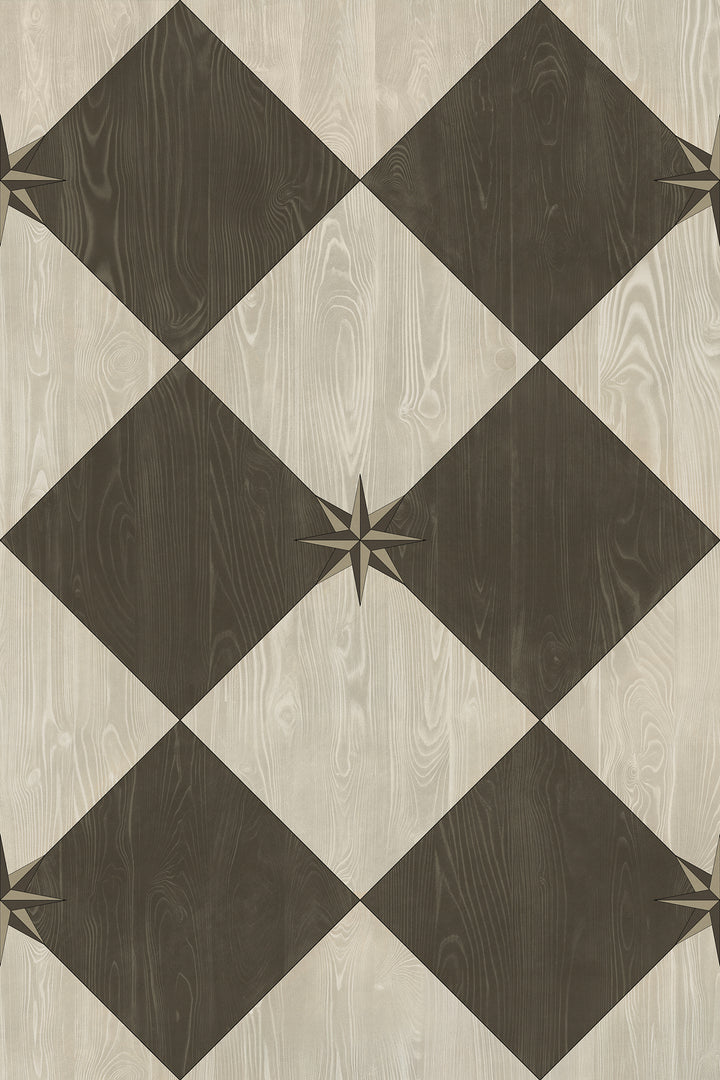 Vintage Vinyl Floorcloth Rug (Williamsburg – Compass Diamond – Garden Allée)