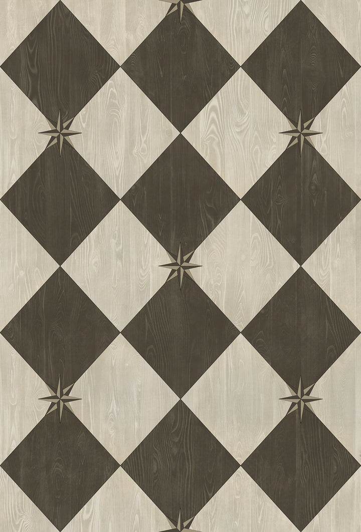 Vintage Vinyl Floorcloth Rug (Williamsburg – Compass Diamond – Garden Allée)