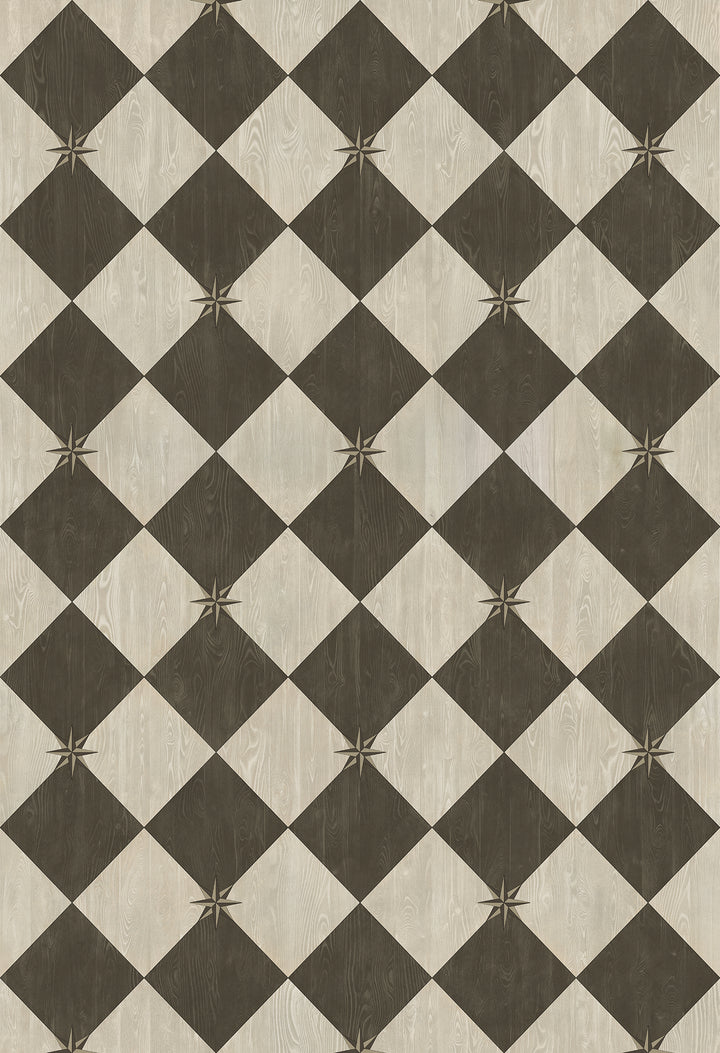 Vintage Vinyl Floorcloth Rug (Williamsburg – Compass Diamond – Garden Allée)