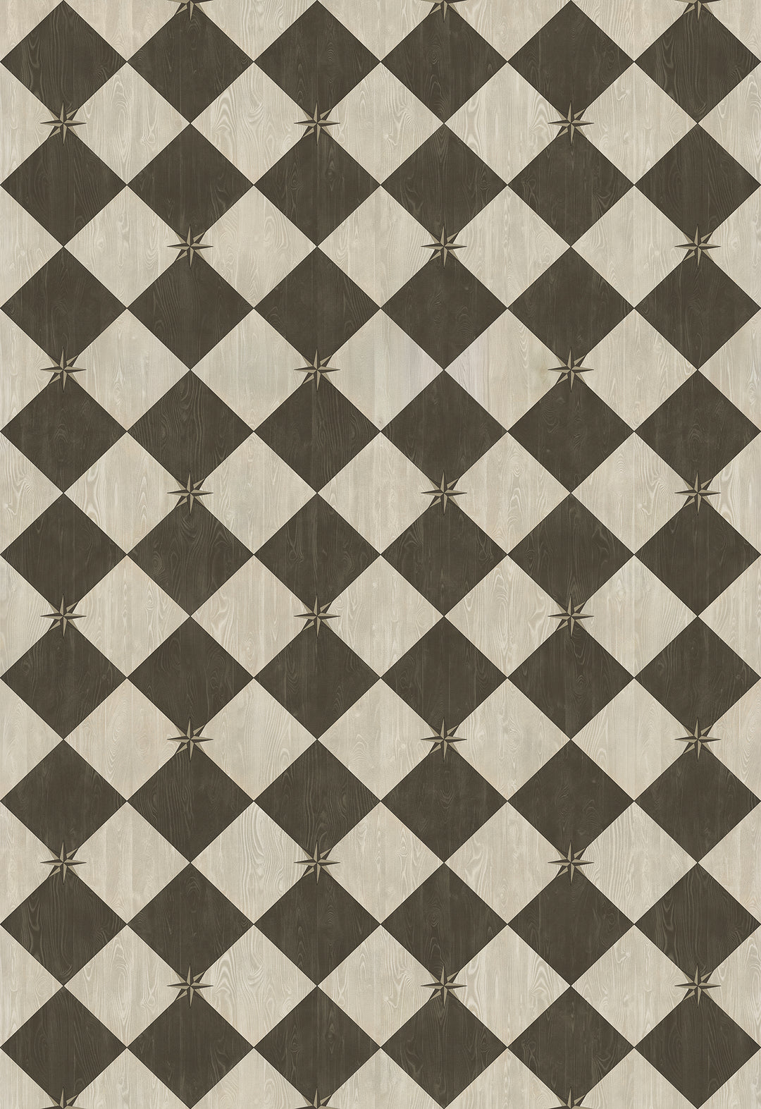 Vintage Vinyl Floorcloth Rug (Williamsburg – Compass Diamond – Garden Allée)