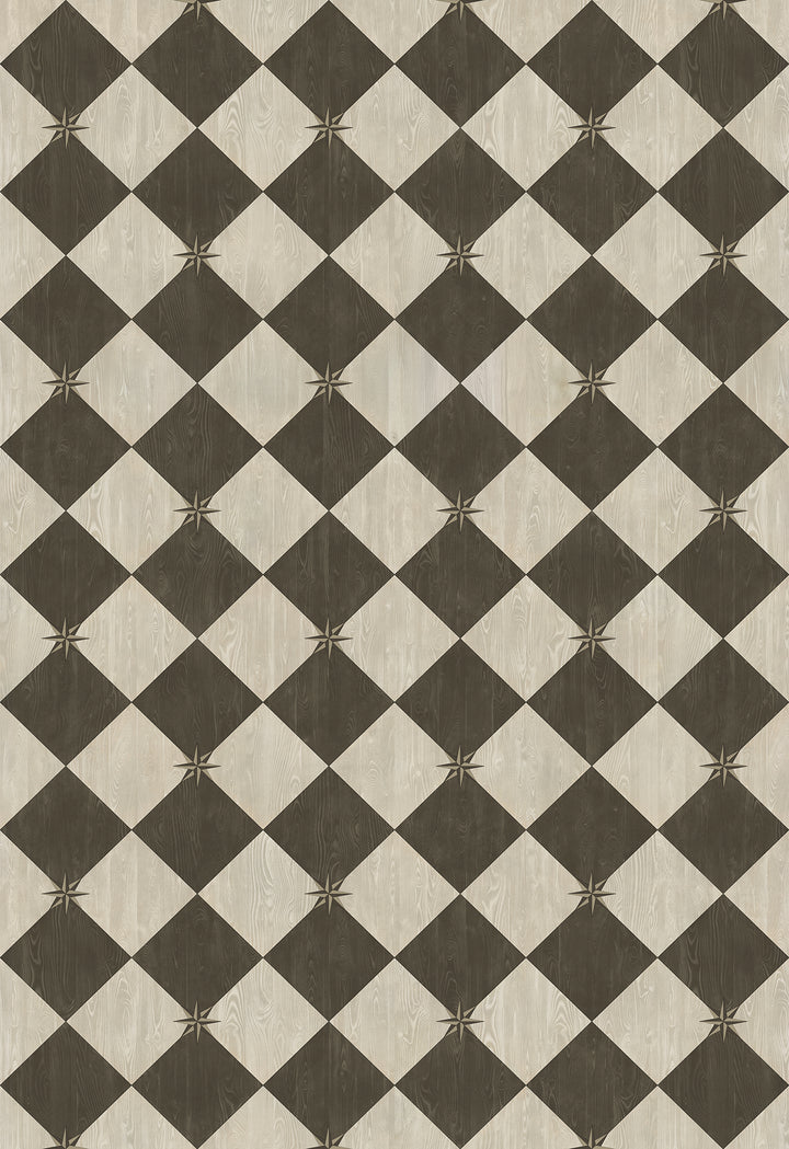 Vintage Vinyl Floorcloth Rug (Williamsburg – Compass Diamond – Garden Allée)